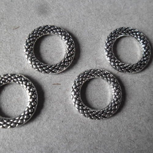 X 5 anneaux/cercles fermer à motif métal argenté 14 mm 