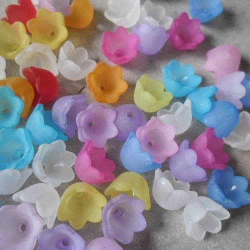 X 30 mixte coupelles pour perle fleur multicolore acrylique 10 x 7 mm 