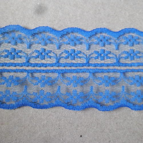 X 1 mètre de ruban guipure dentelle bleu foncé motif fleur 4 cm 