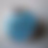 X 1 bouton pression(bijou)rond motif coeur strass bleu 19 mm 