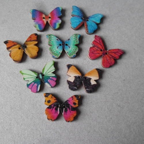 X 5 mixte boutons bois papillons multicolore 2 trous 28 x 20,8 mm 