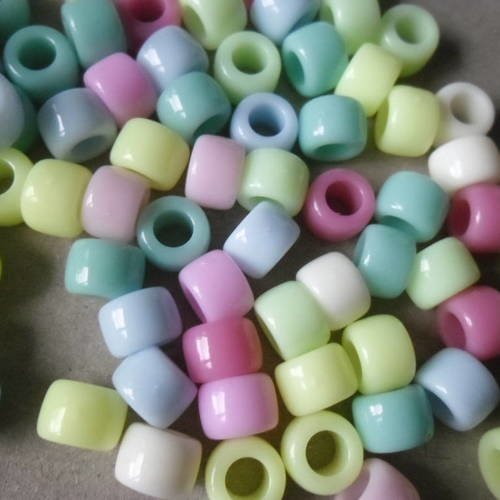 X 30 mixte perles forme cylindrique multicolore acrylique 8 x 6 mm 