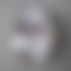 X 1 camée/cabochon ovale verre dome motif chat et son bonnet de nuit 25 x 18 mm 