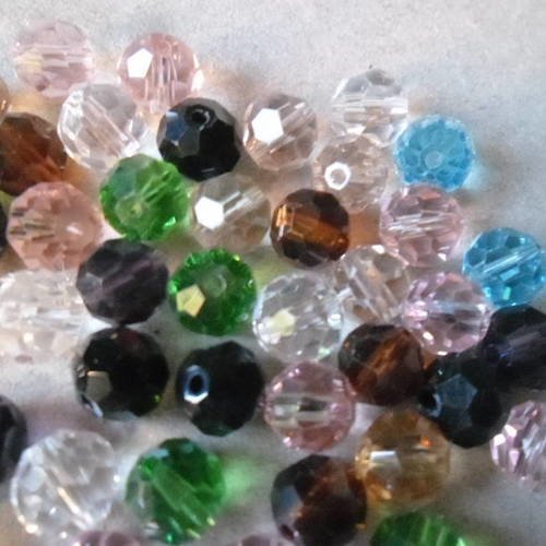 X 20 mixte perles cristal verre ronde à facette multicolore 8 mm 