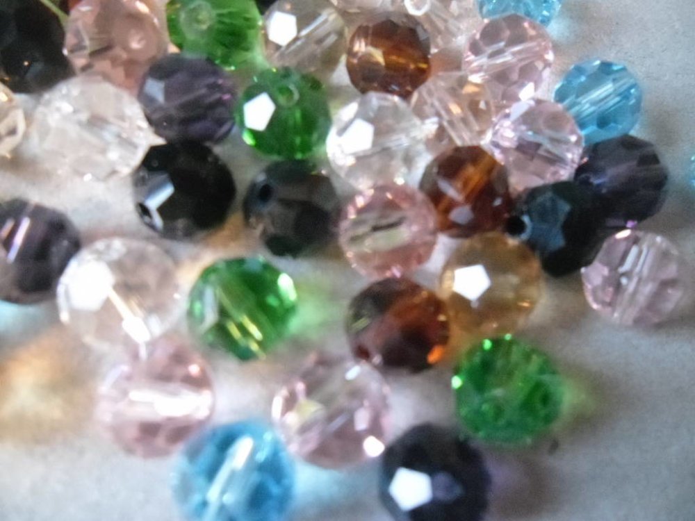 X 20 mixte perles verre cristal forme goutte d'eau à facettes multicolore 8  x 6 mm - Un grand marché