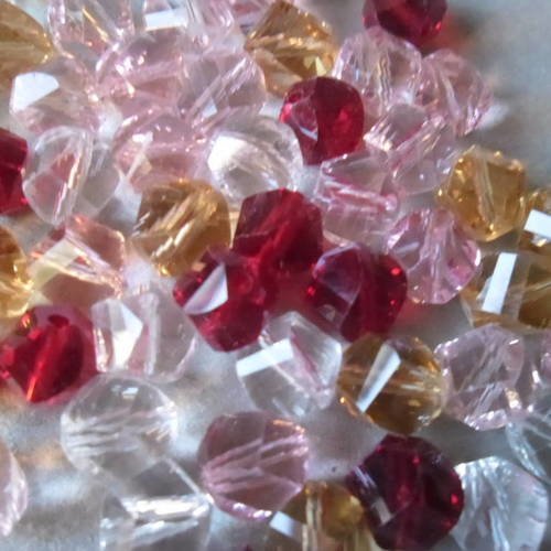 X 10 mixte perles cristal verre facettes hélice 10-9mm 