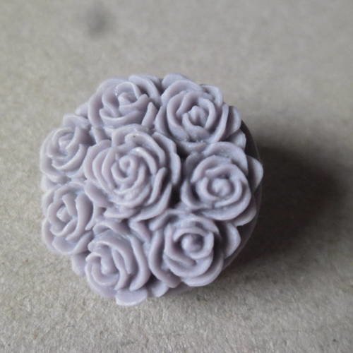 X 1 bouton pression(bijou)rond violet motif fleur en résine 20,5 mm 