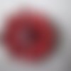 X 1 bouton pression(bijou)fleur émail/strass rouge argenté 20 mm 