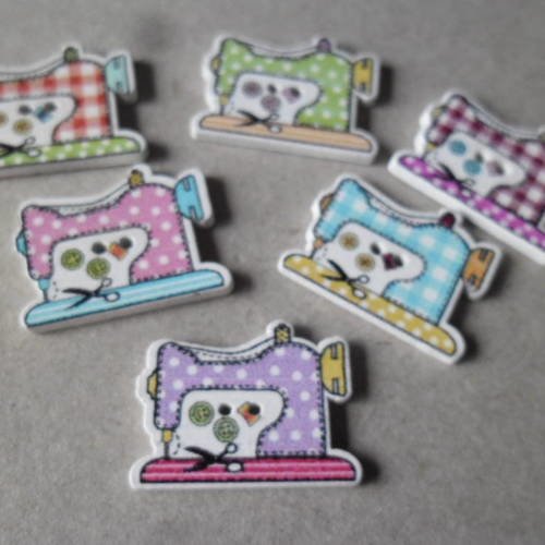 X 5 mixte boutons bois machine à coudre à motif multicolore 2 trous 26 x 20 mm 