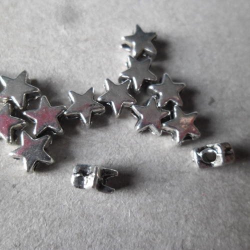 X 20 perles intercalaires forme étoile métal argent vieilli 6 x 6 mm 