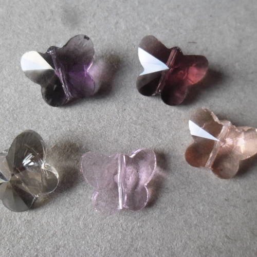 X 5 mixte perles verre cristal papillons 15 x 12 mm 