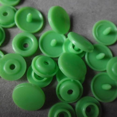 X 1 lot de 10 boutons pression  kam t5 12 mm vert fluo en plastique 