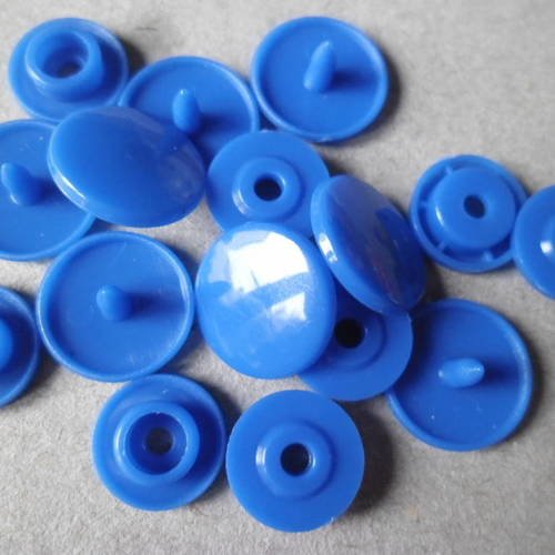 X 1 lot de 10 boutons pression  kam t5 12 mm bleu foncé en plastique 