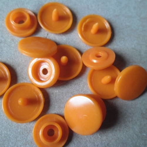 X 1 lot de 10 boutons pression  kam t5 12 mm orange en plastique 