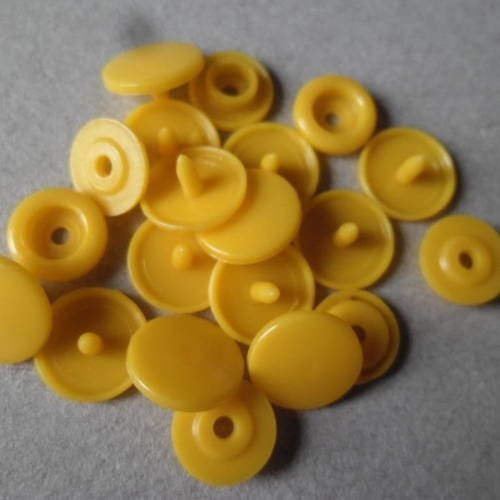 X 1 lot de 10 boutons pression kam t5 12 mm jaune en plastique 