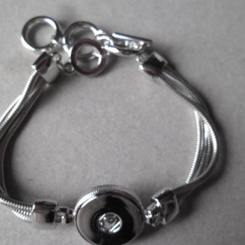 X 1 bracelet chaine serpent fermoir toggle pour bouton pression diy argenté 26 cm
