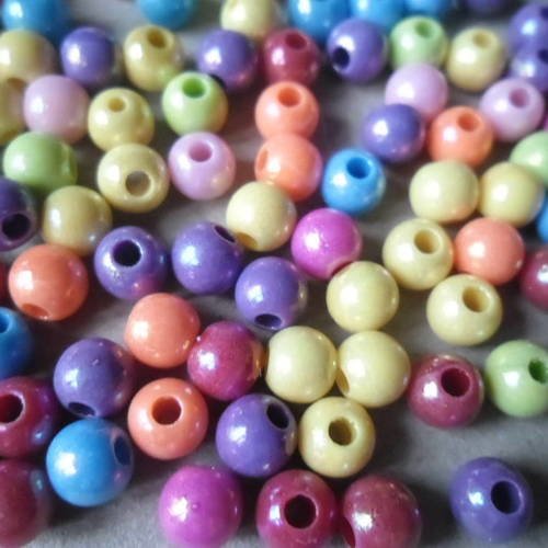 X 20 mixte perles intercalaires ronde multicolore acrylique 6 mm 