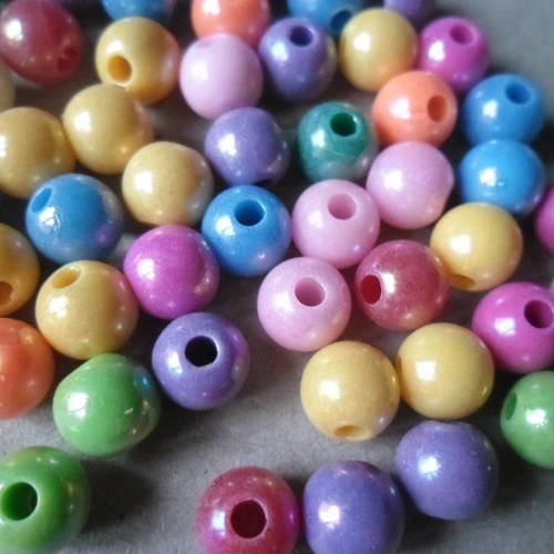 X 20 mixte perles intercalaires ronde multicolore acrylique 8 mm 