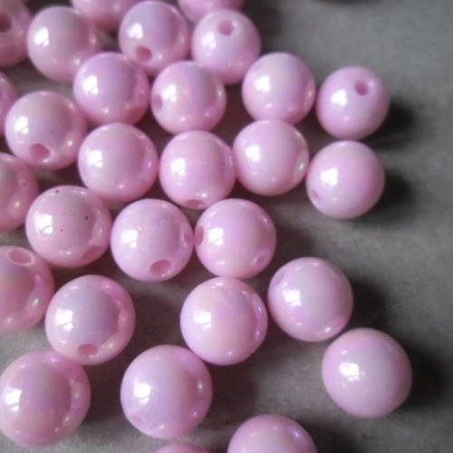 X 20 perles ronde couleur rose ab acrylique 8 mm 