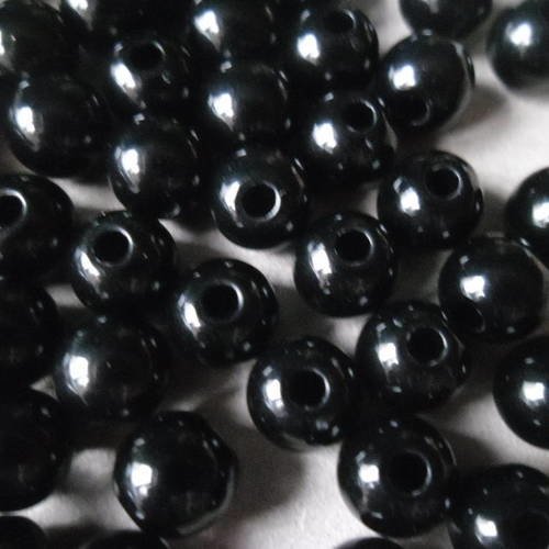 X 20 perles ronde couleur noir acrylique 8 mm 