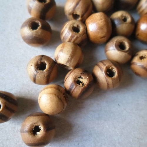 X 20 perles/sphère bois couleur marron 8 mm 