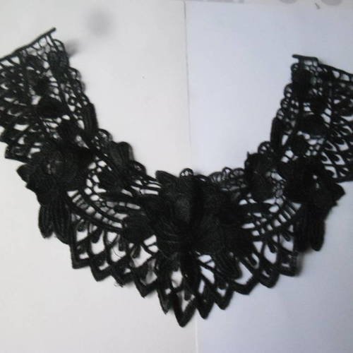 X 1 guipure encolure dentelle venise floral noir polyester à coudre 39 x 29 cm ai 