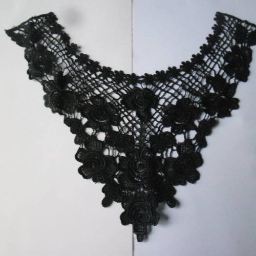 X 1 guipure encolure dentelle venise floral noir polyester à coudre 37 x 32 cm ab 
