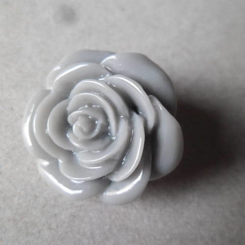 X 1 bouton pression(bijoux)forme fleur grise en résine 21 mm 