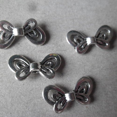 X 5 perles intercalaires motif papillon argenté 18 x 10 mm 