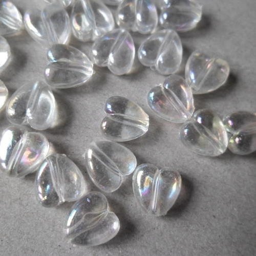 X 30 perles forme coeur blanc ab acrylique 8 x 8 mm 