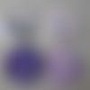 X 5 mixte boutons ronds motif fleur/libellule ton violet 2 trous 25 mm 