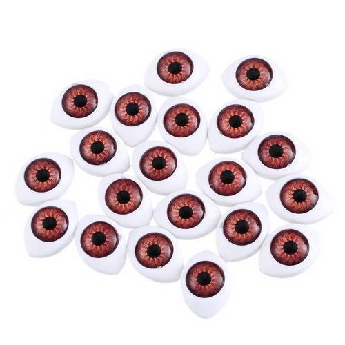 X 6 yeux couleur brun pour poupée matière plastique 16,5 x 11,5 mm 