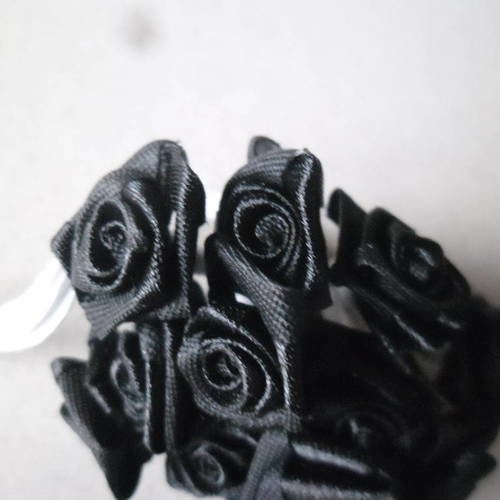 X 1 tige métal de 12 fleurs tissu rose couleur noir 11,5 x 6,5 cm 