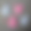 X 50 mixte confettis landau rose/blanc plastique 19 x 18 mm 