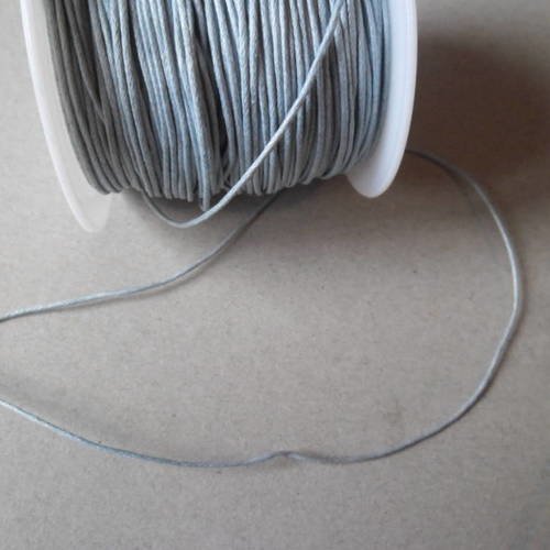 X 5 mètres de fil cordon macramé coton ciré gris léger 1 mm 