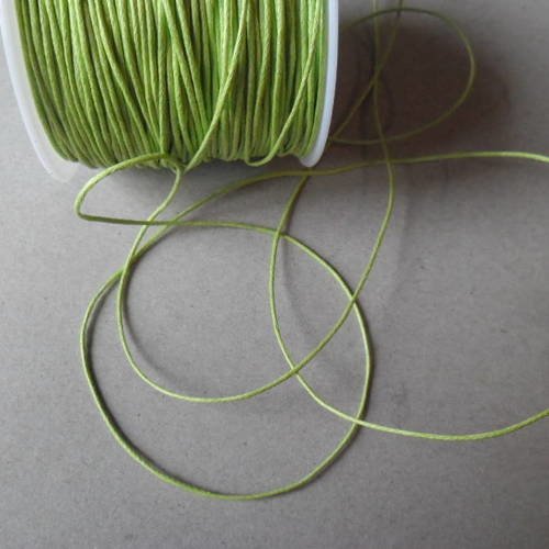 X 5 mètres de fil cordon macramé coton ciré vert fruit 1 mm 