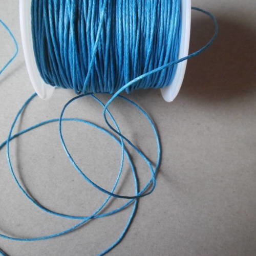 X 5 mètres de fil cordon macramé coton ciré turquoise 1 mm 