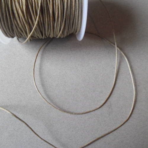 X 5 mètres de fil cordon macramé coton ciré kaki 1 mm 