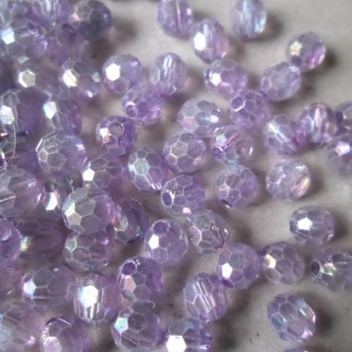 X 25 perles bicones couleur mauve ab acrylique 6 x 6 mm 