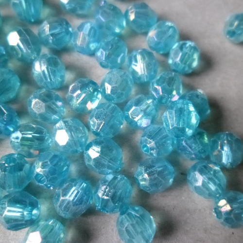 X 30 perles bicone de couleur bleu ab acrylique 6 x 6 mm 