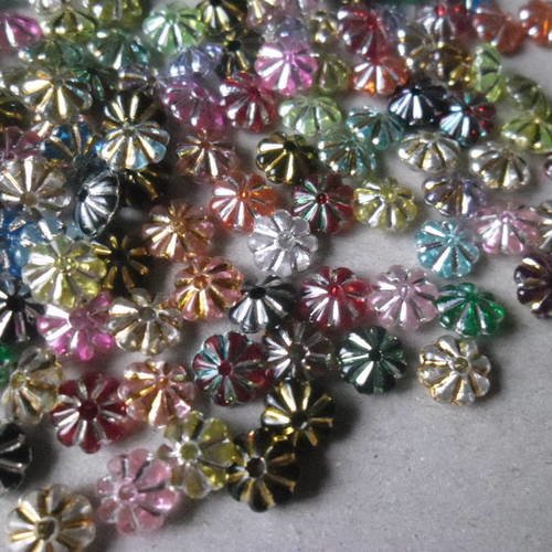 X 50 mixte perles forme fleur multicolore acrylique 6,5 mm 