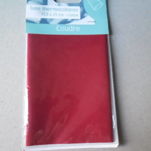 X 1 toile thermocollante coton couleur rouge 21 x 11,5 cm 