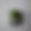 X 5 perles verre ronde lampwork fond vert pailleté à motif trou argenté 15 x 10 mm 