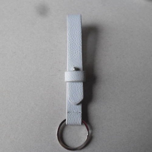 X 1 porte-clé/porte-clef cuoio cuir pu gris métal argenté 14 x 2 cm 