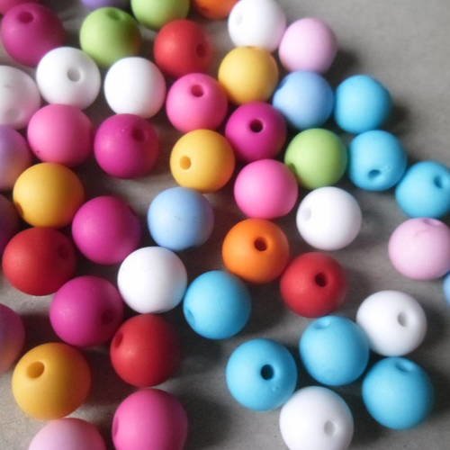 X 10 mixte perles forme ronde multicolore acrylique 10 mm 