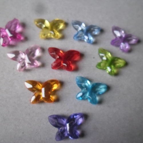 X 20 mixte perles forme papillon multicolore acrylique 15 x 12 mm