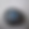 X 1 bouton pression"bijou"strass bleu motif coeur argenté 20 mm 