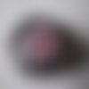 X 1 bouton pression"bijou"strass rose motif coeur argenté 20 mm 