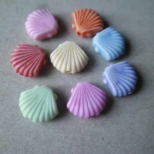 X 20 mixte perles intercalaires forme coquillage acrylique 12 x 10 mm 