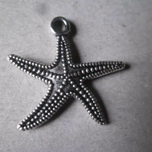 X 1 pendentif/breloque étoile de mer à motif argenté 25 x 25 mm 